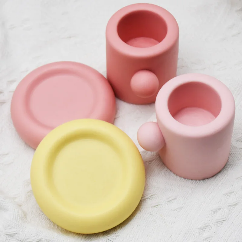 

Simulation Cup Coaster Silicone Mold Scented Candle Holder Korean Mug Set Gypsum Ornament Storage Resin Moulds Epoxy Epoxi 2022