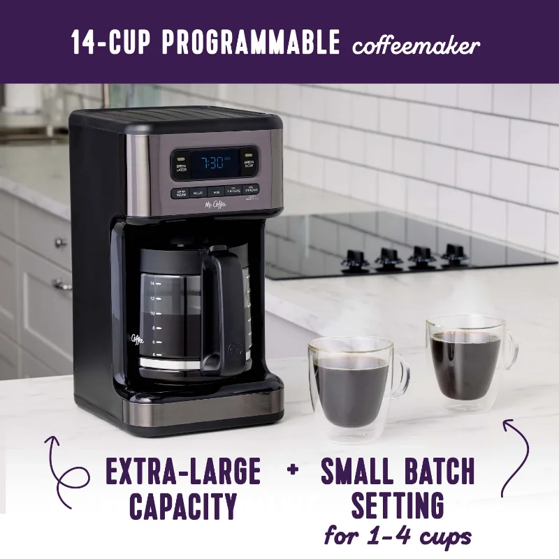 Mr. Coffee 14-Cup Dark Stainless Programmable Coffee Maker enlarge