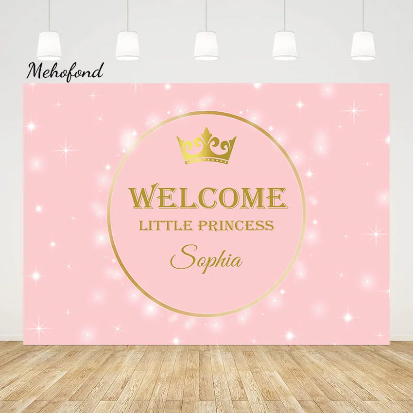 

Mehofond Custom Princess Backdrop Pink Glitter Girl Birthday Party Portrait Photography Background Cake Smash Decor Photo Studio