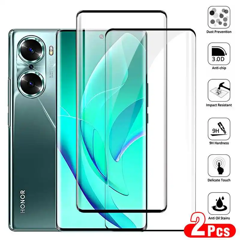 

2Pcs Full Curved Tempered Glass For Honor 60 Pro Screen Protector