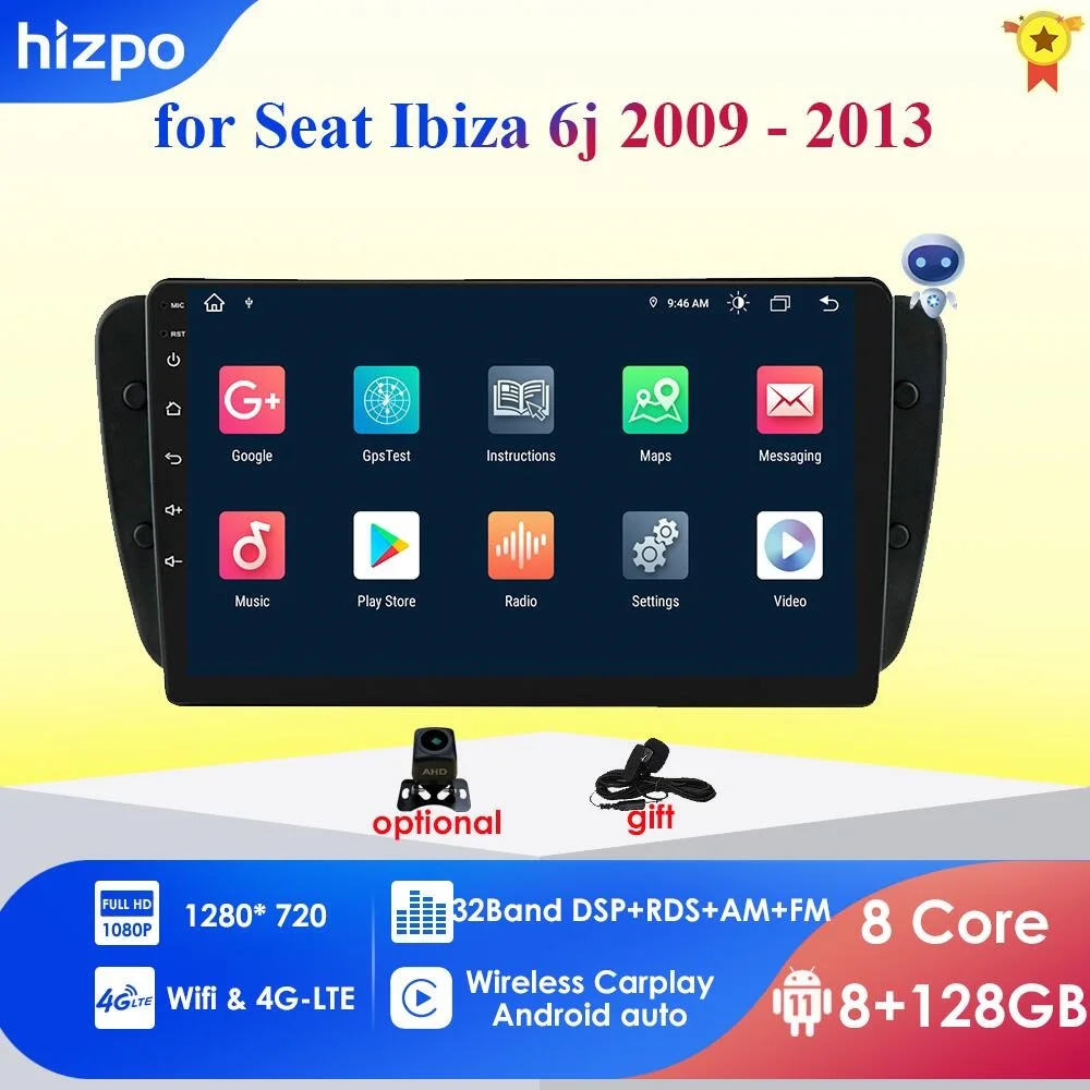 

Автомобильный радиоприемник Octa Core 8 + 128G AI 2 Din Android для Seat Ibiza 6j 2009 2010 2011-2013 Carplay Автомобильный мультимедийный RDS GPS 2din Авторадио