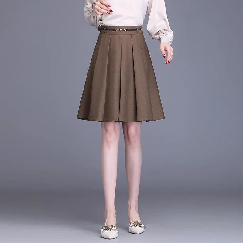 

Женская плиссированная юбка, однотонная элегантная облегающая офисная юбка на молнии, с высокой талией, в Корейском стиле, 4XL, 2022, осень 9905