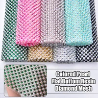 2440cm iron on rhinestone and pearls mesh self adhesive trim applique crystal sticker sheet for wedding dress bag car diy decor