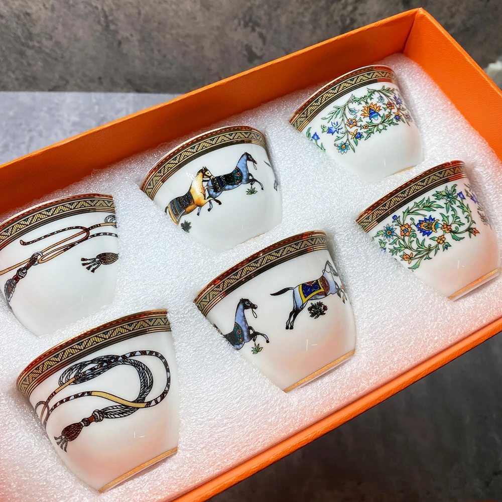 Top Grade Tea Cup 6 pcs set Ceramic Espresso Coffee Cup Tea Milk Drinking Cups for Office Novelty Gift With Original Box