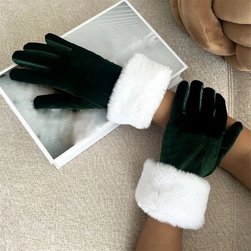 Женские и мужские рождественские бархатные перчатки элегантные ретро короткие