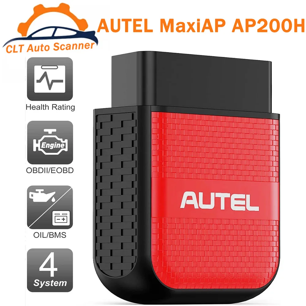 AUTEL MaxiAP AP200H Bluetooth OBD2 сканер с поддержкой автомобильной передачи двигателя SRS ABS 4 системы диагностический инструмент работает на iOS и Android