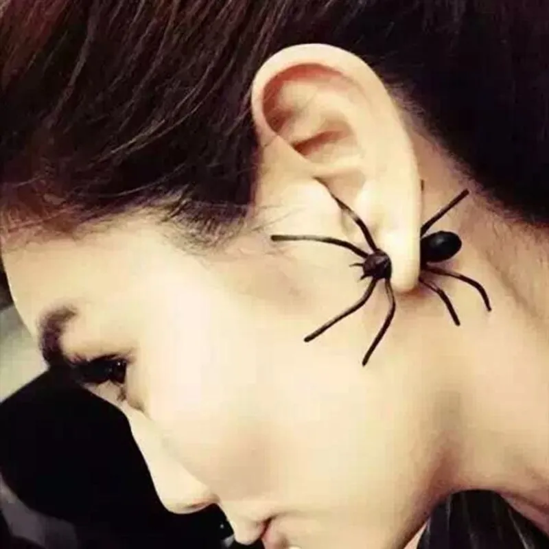 

Halloween Decoration halloween costumes for woman 3D Creepy Black Spider Ear Stud Earrings for Haloween Party DIY Decoration