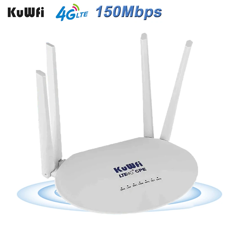 

KuWfi 4G LTE маршрутизатор 150Mbps беспроводной Wifi маршрутизатор с WAN ALN порт SIM карты слот высокоскоростной антенны для 32 устройств подключи и играй