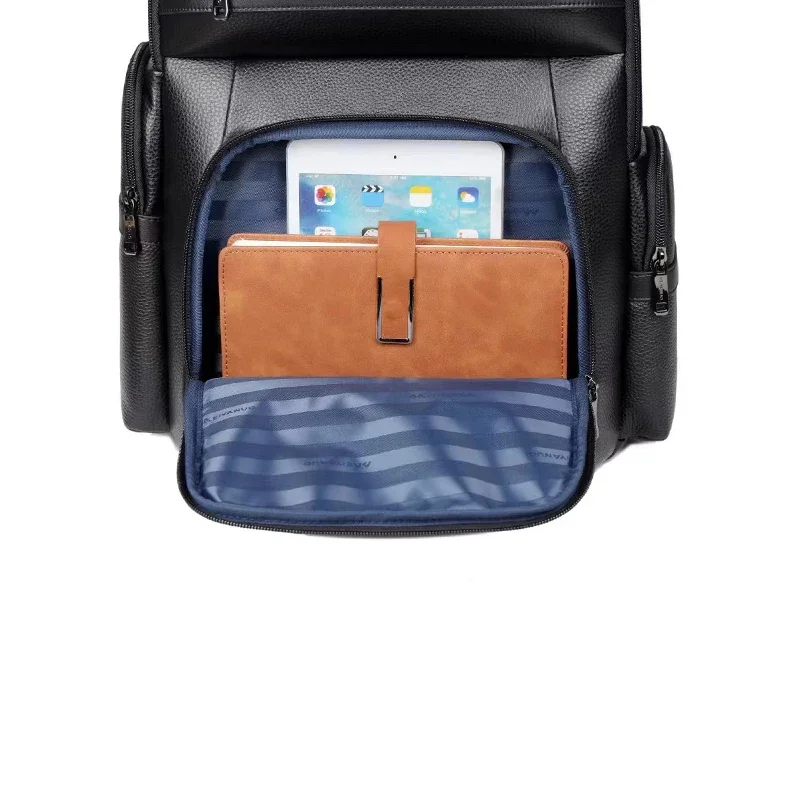 Мужской рюкзак из натуральной кожи для ноутбука водонепроницаемый дорожный