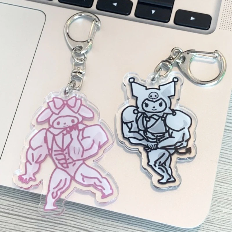 

Kawaii Sanrio брелок мышечный человек Мелодия куроми акриловый милый spoof фитнес человек Cinnamoroll персонализированный подарок сумка Подвеска