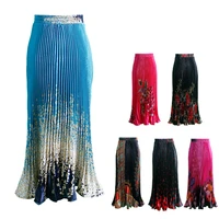 summer long pleated skirt 2022 new trendy apparel fashion printed overskirts female fishtail dress women elegant free size wear