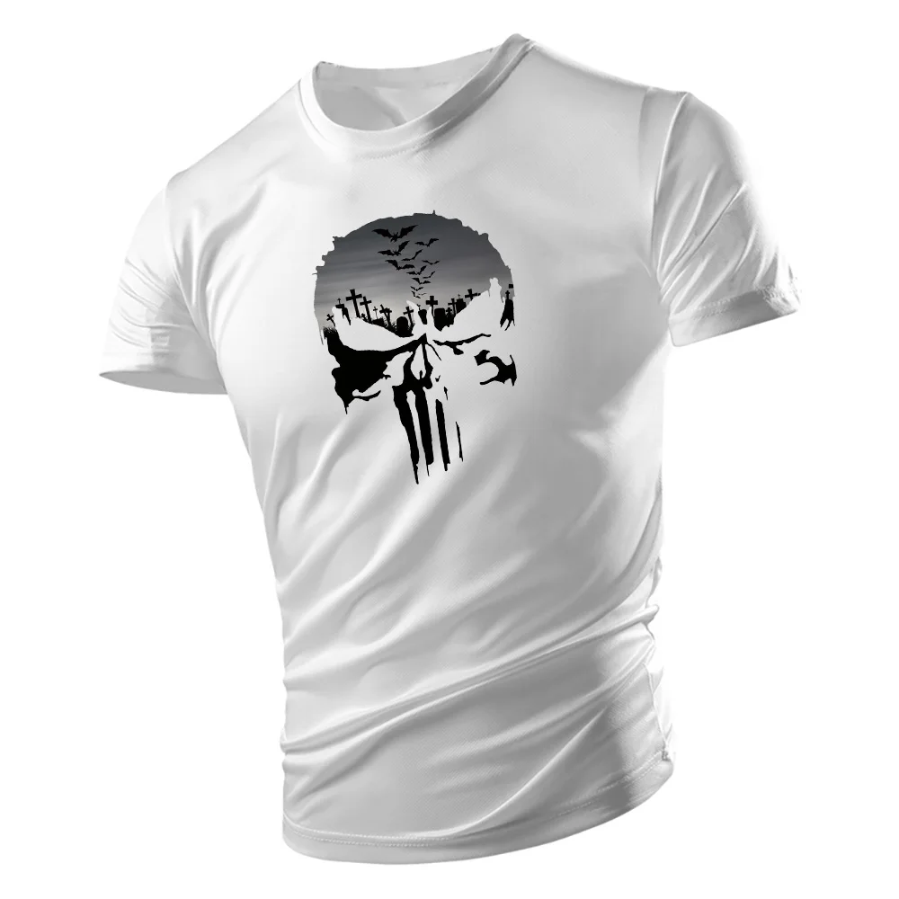 

Outdoor Casual Loose And Breathable Oversized Men's T-shirts Casual Jogging Fitness Sports Top Skull Printing Hip-hop Streetwear