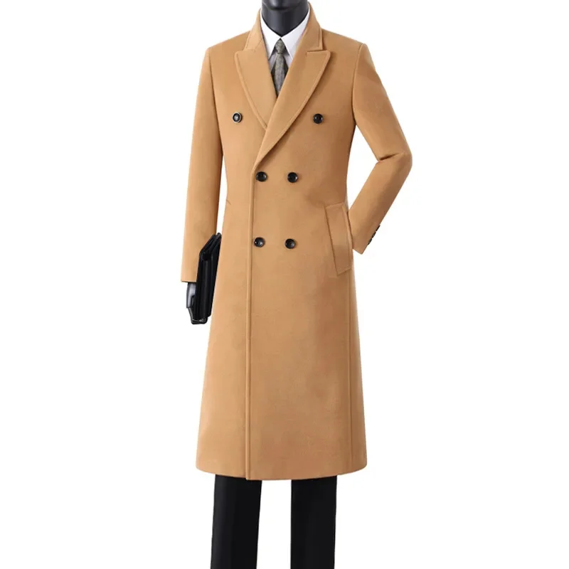 

New Arrival X-long Men's Super Large Single Breasted Knee Length Wool Coat Windproof Warm Winter Plus Size S-6XL 7XL8XL 9XL 10XL