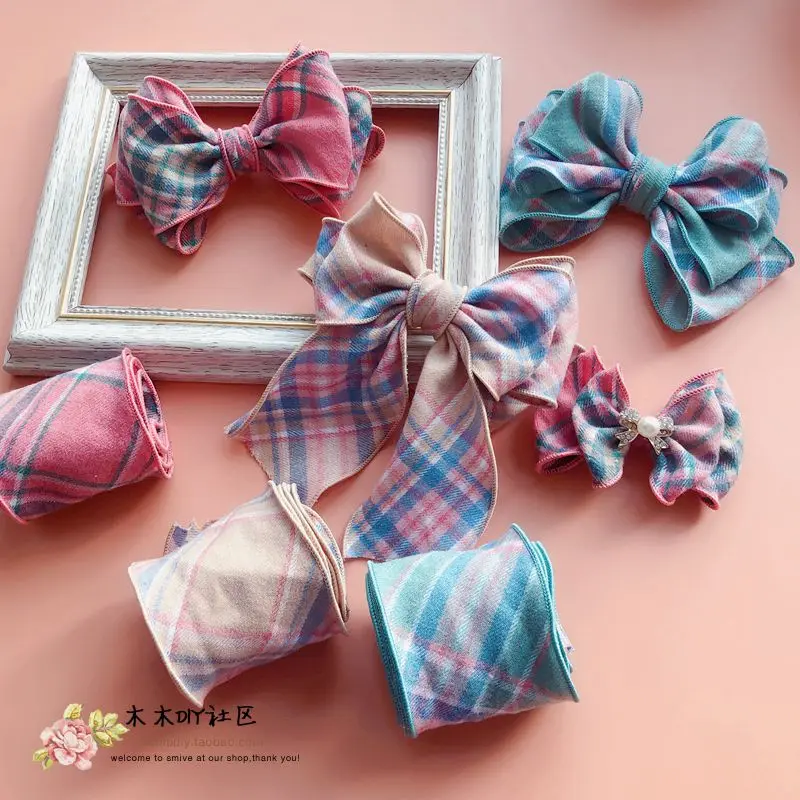 

1.8 Meter Gentle Brushed Diagonal Cut Plaid Flanging Cloth Belt DIY Handmade Hair Accessories Bow Accessories Materials