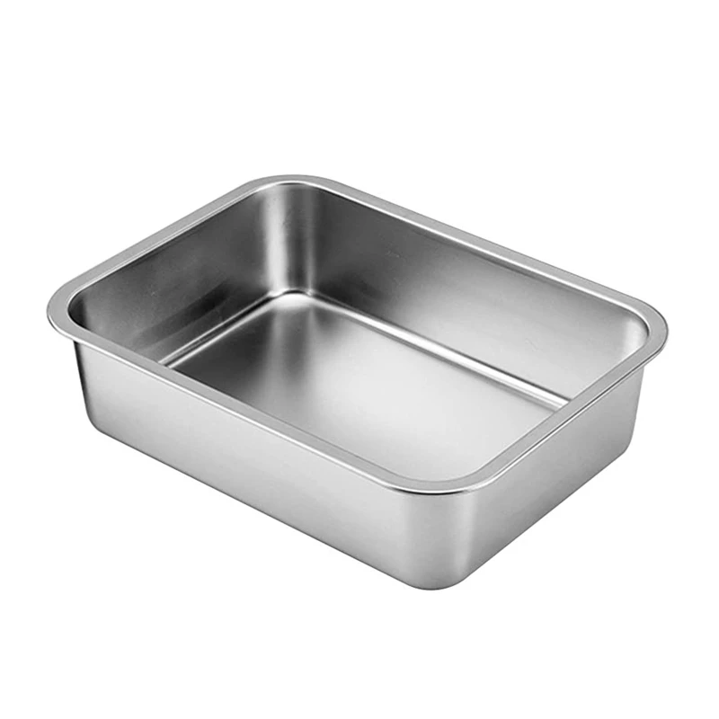 

Cat Litter Pan for Older Cats Stainless Steel Rabbit Litter Box Small Non Stick Smooth Surface Never Rust 14x10x4 Inch