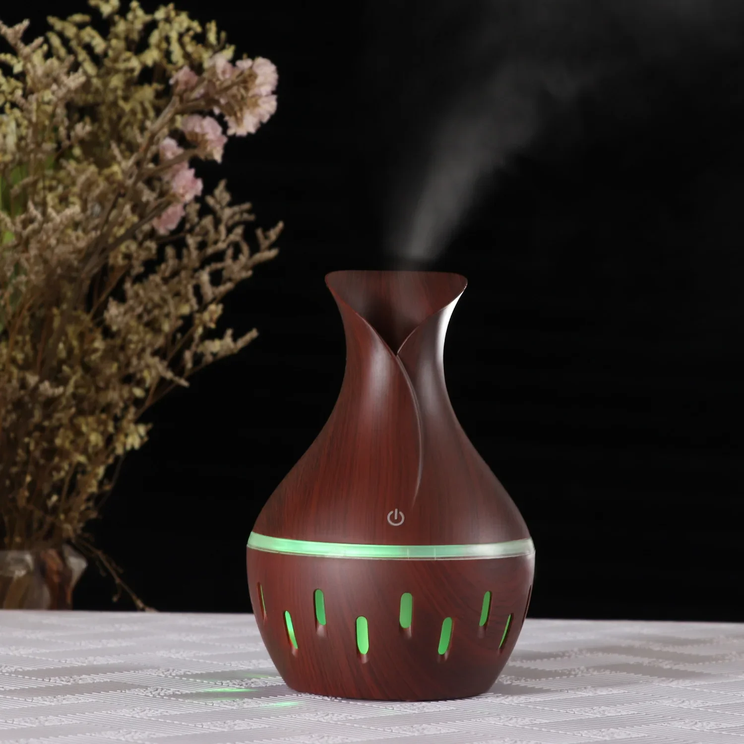 Оптовая продажа полый мини-увлажнитель 300 мл аромадиффузор с древесным зерном