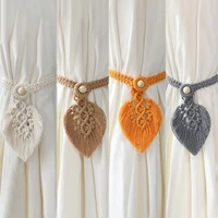 bohemian woven curtain straps tied rope simple tassel leaf wood bead decoration curtain tied rope decoration home decoration