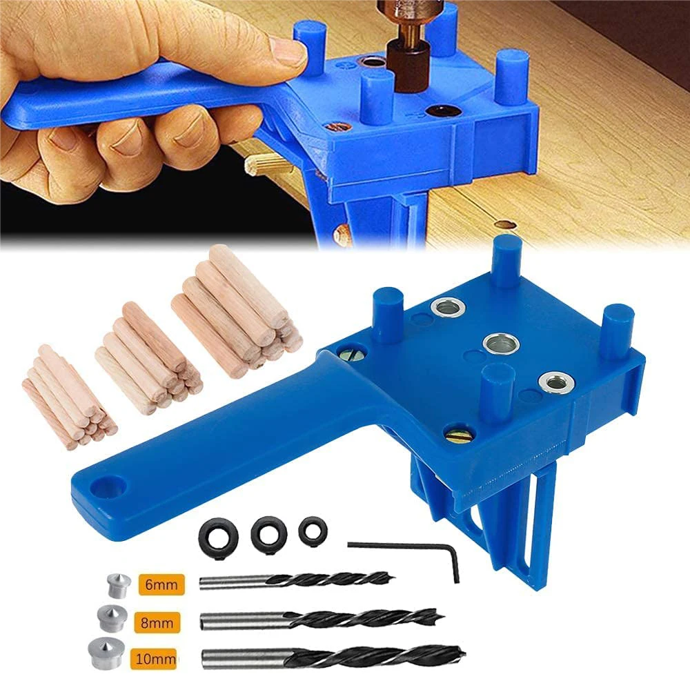 Dowel Jig Kit Woodworking Punch Locator Carpenter Job Tools Hand Tools Handheld 6/8/10mm Drill Bit Hole For Dowel Drill Jig