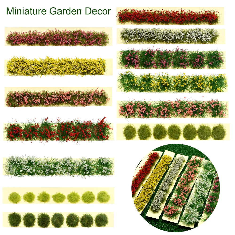 9*1*0.6cm DIY Miniature Garden Decor Flower Cluster Static Scenery Model Building Layout Sand Table Landscape Wargame Grass Tuft