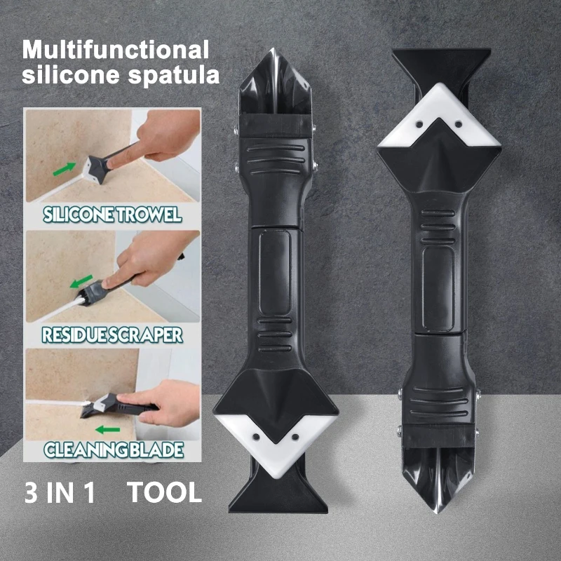 

3in1 Silicone Remover Smooth Scraper Caulk Finisher Sealant Nozzle Scraper Set Multifunctional Grout Spatula Caulking Tool Kit