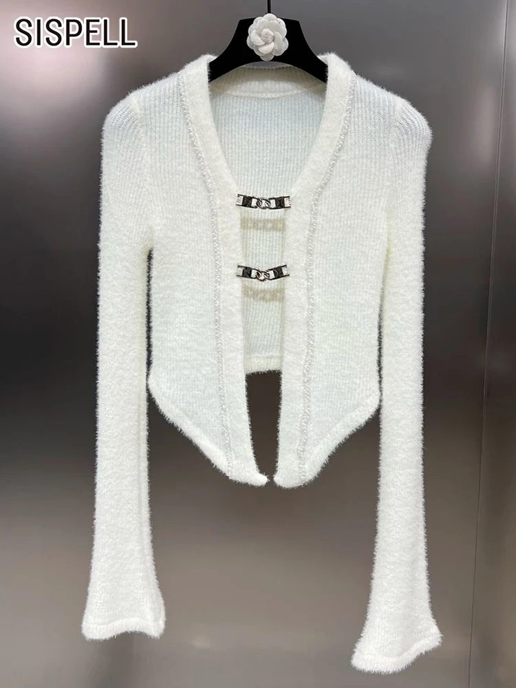 

SISPELL Solid Sweaters For Women V Neck Long Sleeve Knitting Patchwork Sequined Sexy Sweater Female Autumn Clothing Fashion New