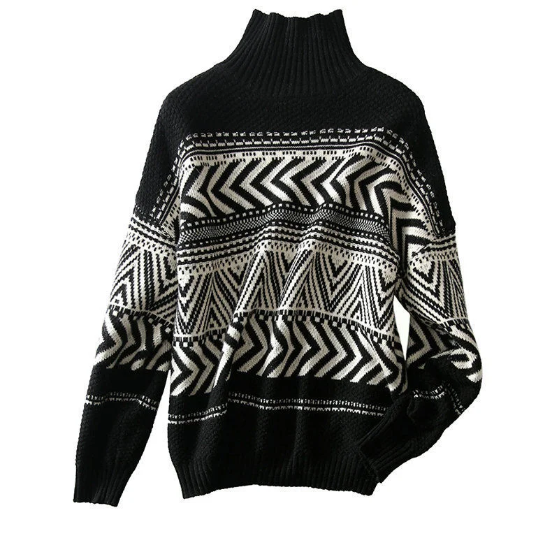 

Autumn 2023 New Simple Style High Neck Shoulder Long Sleeve High Neck Sweater Top for Women