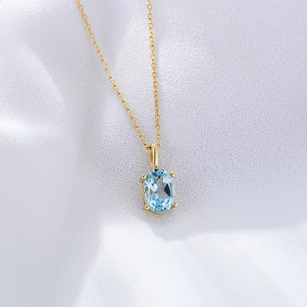 

Женское ожерелье из серебра 925 пробы, с натуральным голубым топазом