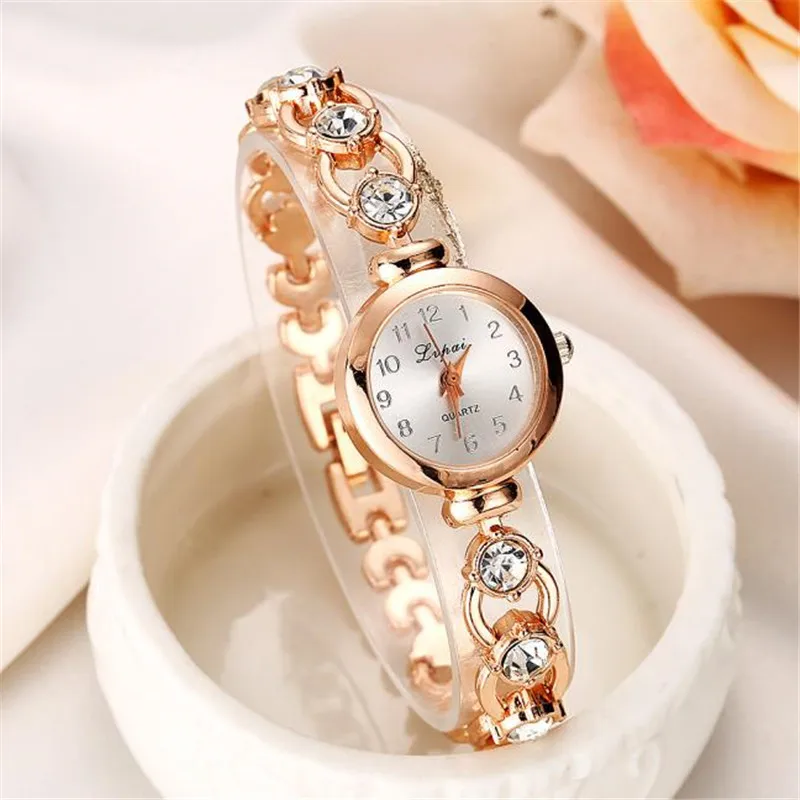

Ladies Elegant Wrist Watches Women Bracelet Rhinestones Analog Quartz Watch Women's Crystal Small Dial Watch Womens Watches