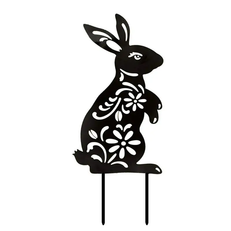 

Easter Rabbit lawn ornament Garden Farm Yard Acrylic Bunny Silhouette Stake Black Decoration Sculptures Fence Ornament Sign