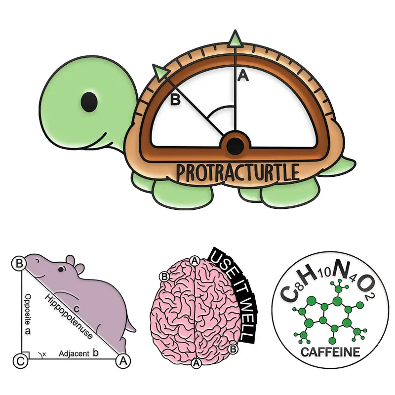 

Math Science Enamel Pin Sea Life Mathematical Formula Brooches Backpack Hat Turtle Hippo Lapel Badges Gifts for Student Doctors