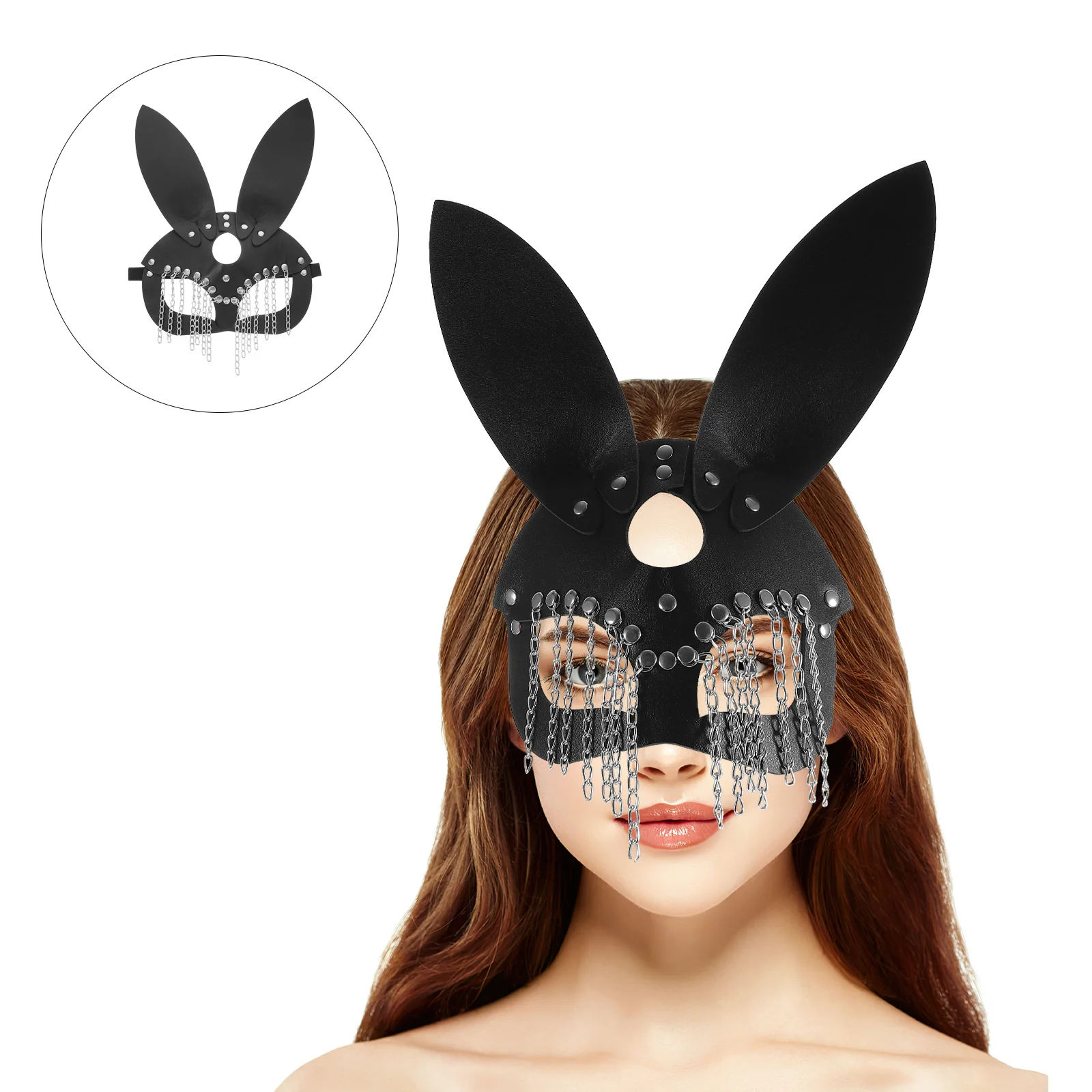 

Rabbit Mask Carnival Bunny Creative Half Face Chain Party Women Masquerade