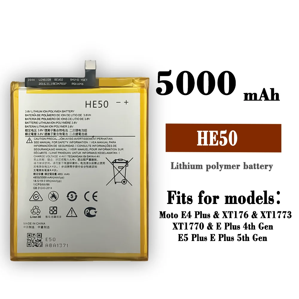 Новый оригинальный аккумулятор 5000 мАч HE50 для Motorola Moto E4 Plus E5 PLUS XT1770 XT1771 XT1775 XT1774 XT1776