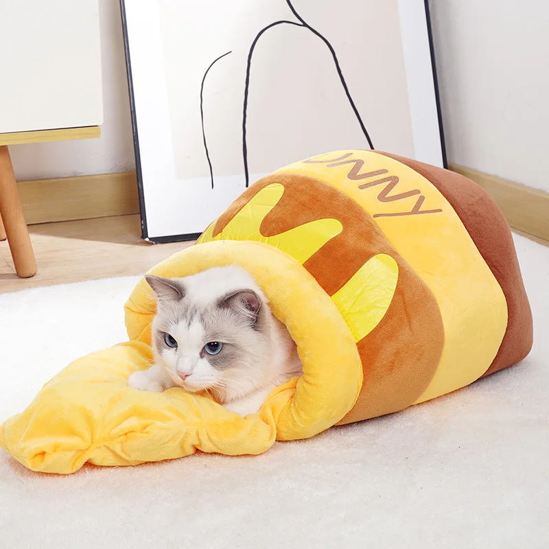 

Pet Bed Bee Filling Pooh Bear Cat Nest Kennel Semi-Closed Autumn and Winter Cat Bed Cat Supplies Pet Supplies Cat Bed Dog House