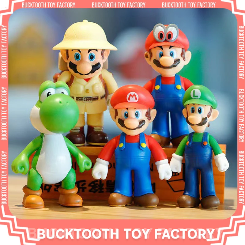 

5pcs Super Mary Series Game Figure Mario Yoshi Anime Figurines Pvc Model Statue Doll Collection Room Ornament Kids Toys Gift