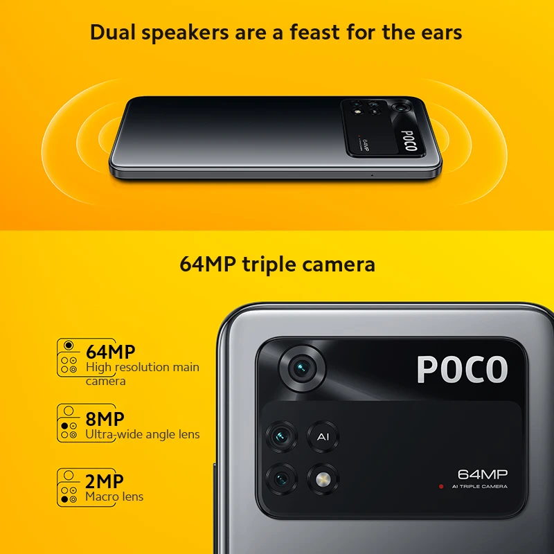 Смартфон глобальная версия POCO M4 Pro 4G 128 ГБ/256 ГБ Восьмиядерный Helio G96 90 Гц AMOLED 33 Вт