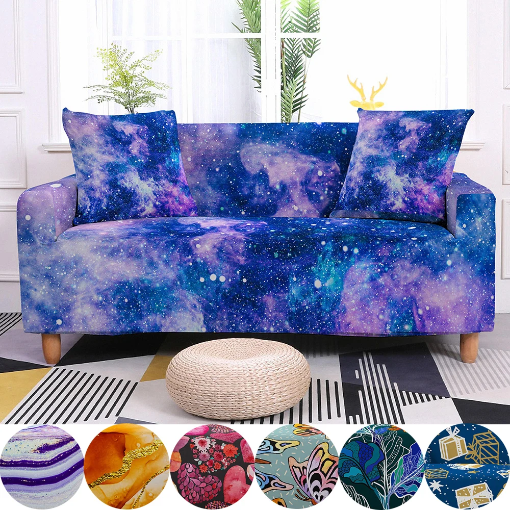 

Galaxy Print Sofa Cover For Living Room Elastic Couch Cover 1/2/3/4 Seater Polyester Stretch Sofa Slipcover Furniture Protector