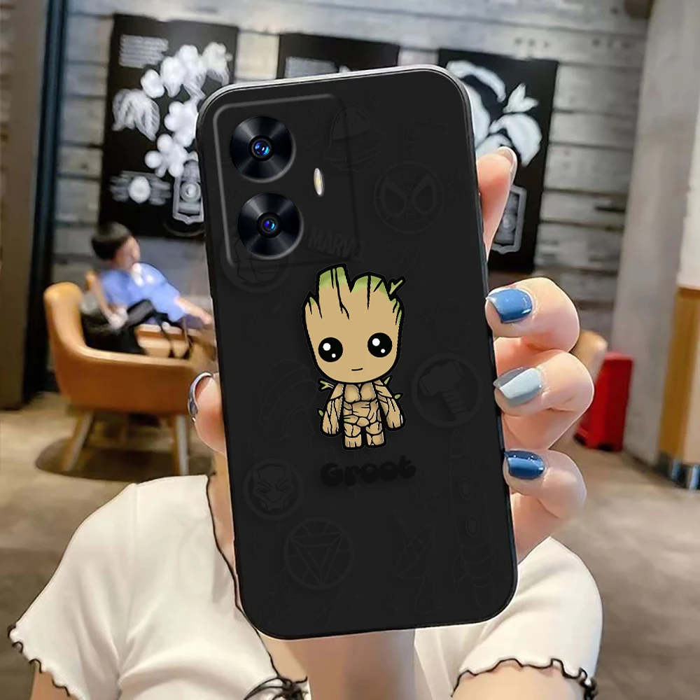 Чехол для телефона с рисунком Marvel Spider-Man Groot Realme C65 C63 C53 C35 C55 C33 C30 C21Y C20 C12 C11 GT 2 XT NARAO 20