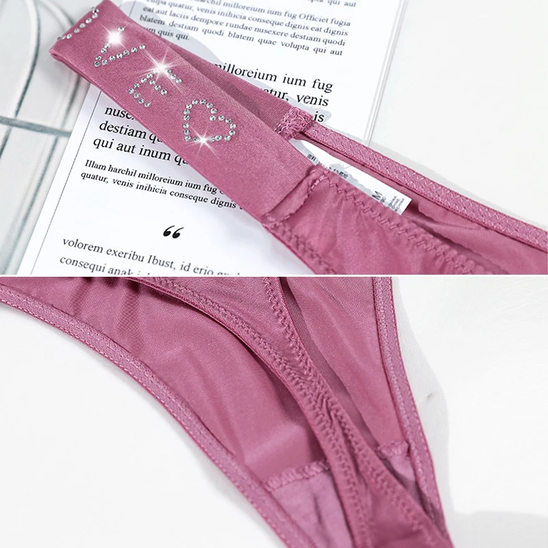 Стразы блестящие стринги атласные женские трусики тонкое Спортивное