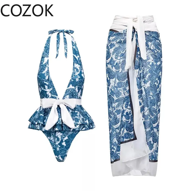 

New Arrival Push Up Women Bikini Set Floral Printed Ruffle Bikinis Strappy Bandage Swimwear Brazilian Biquini Bathing Suit 2023