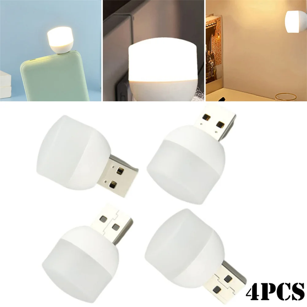 

4pcs Interior Atmosphere Lamp Mini USB Light Car LED Ambient Light LED Warm Bulb Plug-In Night Light Car Interior Ambient Light