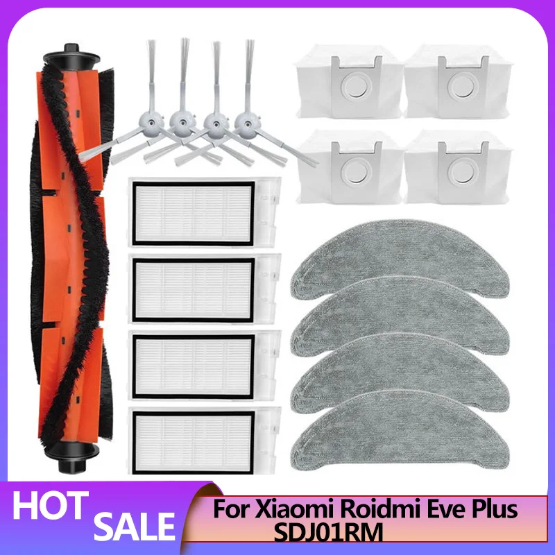 

Replacement For Roidmi Eve Plus SDJ01RM Robot Vacuum Spare Parts Accessories Main Side Brush Hepa Filter Mop Dust Bag