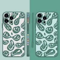 square luxury candy color phone case for iphone 13 12 11 pro max mini x xr xs max 7 8 6 6s plus se green white color smile