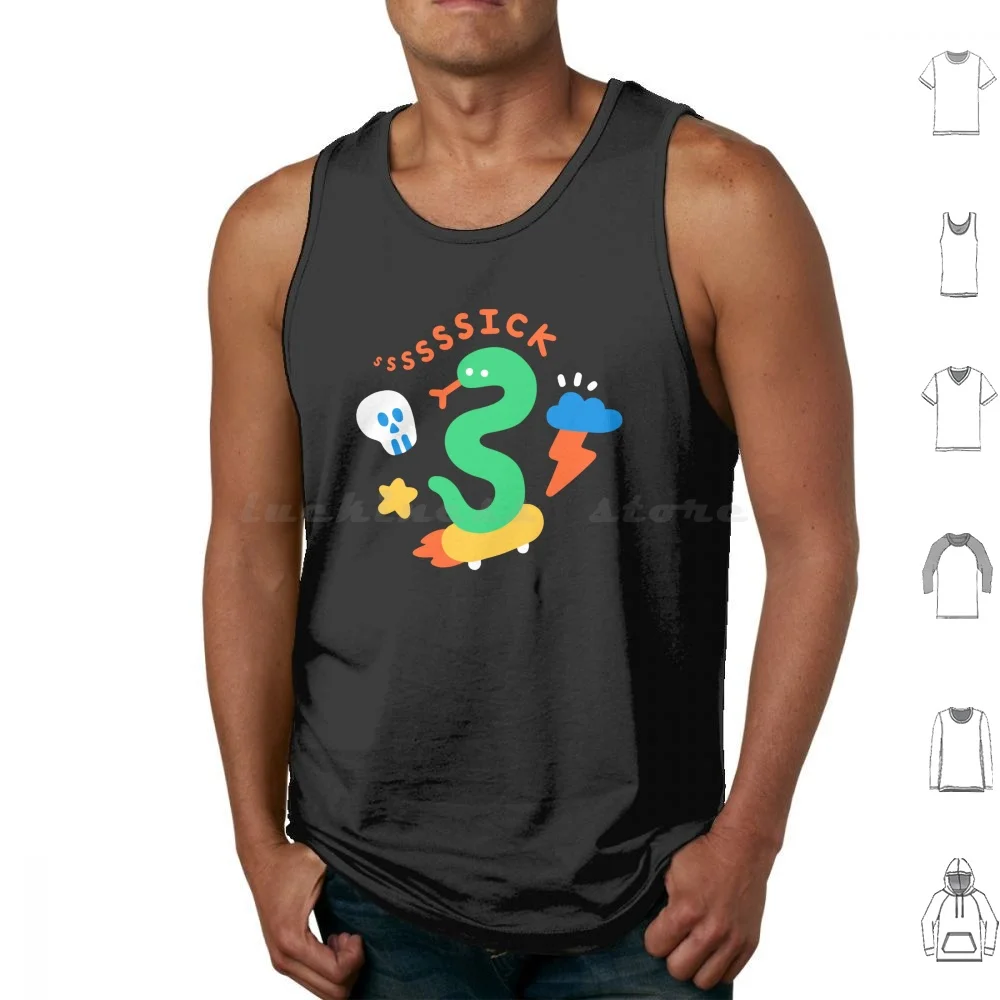 

Skate Snake Tank Tops Vest Sleeveless Snake Snakes Skate Skull Skulls Skateboard Skateboarding Skateboarding Snake Cute Funny