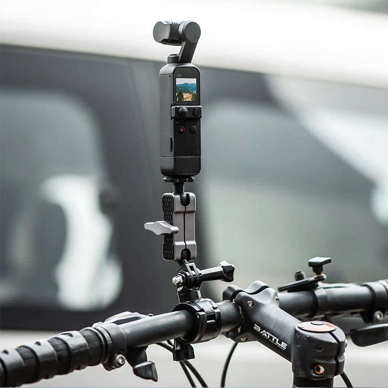 

Universal Magic Arm Mount Double Ball Head Cold Shoe Clamp 1/4 Screw fo DJI OSMO Pocket/Action 2 Gopro Camera Monitor Fill Light