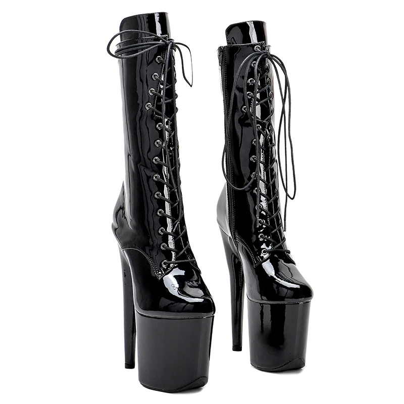 Leecabe  20CM/8inches Patent PU Pole dancing shoes High Heel platform Pole Dance boot