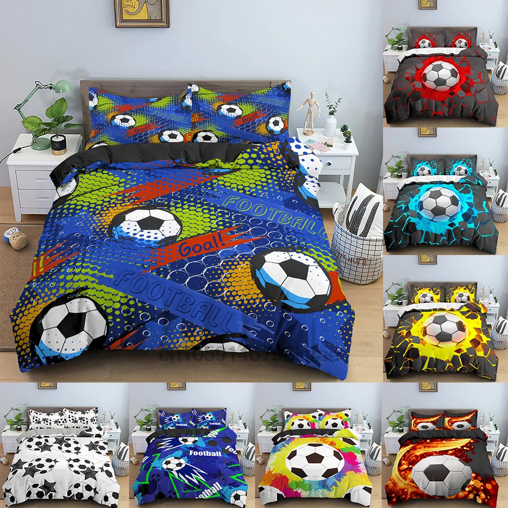 

Football Bedding Set Sports 3D Duvet Cover for Kids Quilt Cover for Bedroom Decor boys and girls Gifts 2/3Pcs Home Textiles
