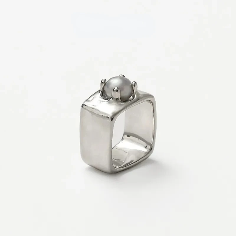 

New 2023 Luxury Square Ring Unisex Crystal White Open Ring Banquet Jewelry Accessories Gift
