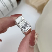 korean fashion s925 silver personality letter ring elegant woman retro good luck zircon open ring new party jewelry gift