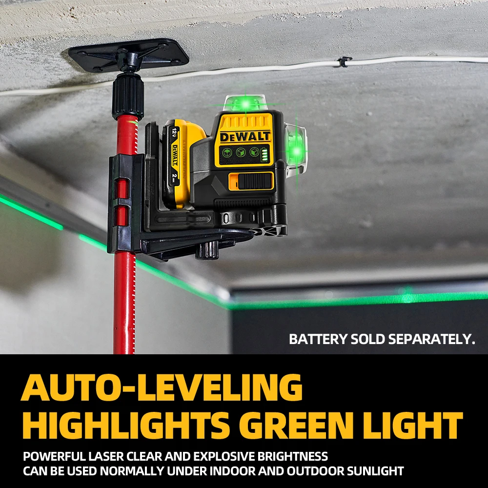 Фото 2024 Dewalt DW089LG 3 стороны * 360 12 линий лазерный уровень горизонтальный зеленый Lighttool метр открытый степень вертикальный аккумулятор 12 В №4