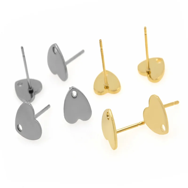 20Pcs Stainless Steel Love Heart Ear Stud Flat Blank Base Tray Fit 8mm Jewelry  Making Earring Accessories Wholesale